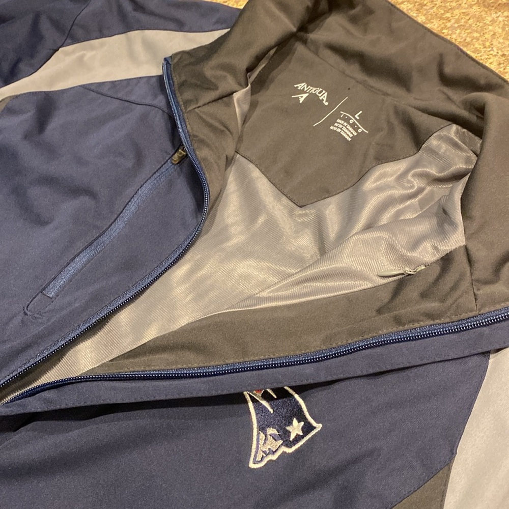 Antigua New England Patriots NFL Football Navy Blue and Gray Jacket Large - Picture 7 of 17